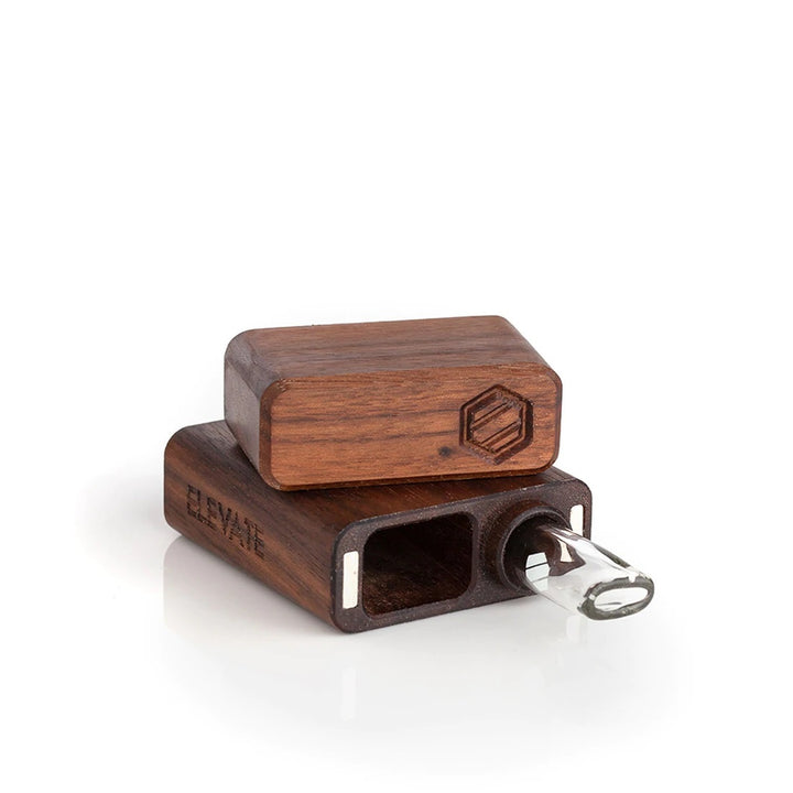 Elevate Classic Dugout Walnut Wood — wooden dugout stash box with one-hitter storage, walnut finish, hero shot