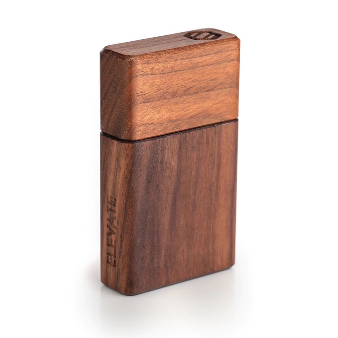Elevate Classic Dugout Walnut Wood — open view showing one-hitter and storage chambers