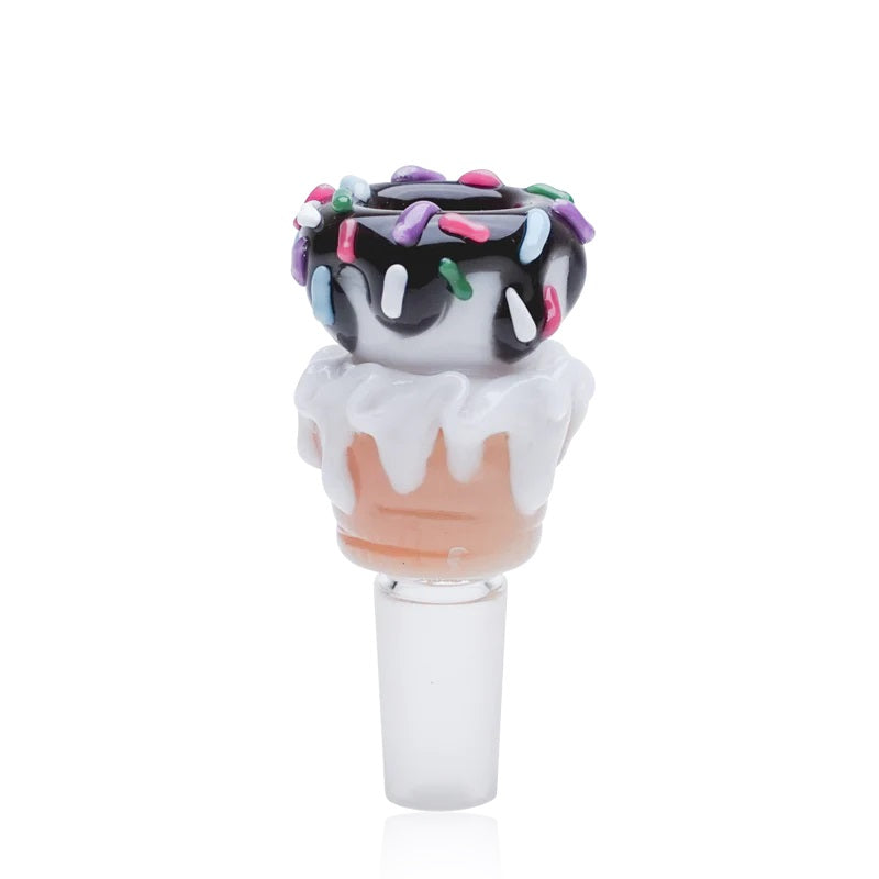 Empire Glassworks Ice Cream Cone Slide 14mm — sculpted ice cream cone themed 14mm bowl slide for bongs and water pipes