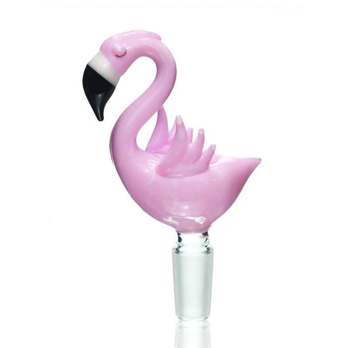 Empire Glassworks pink flamingo slide — 14mm handmade themed glass bowl for water pipes
