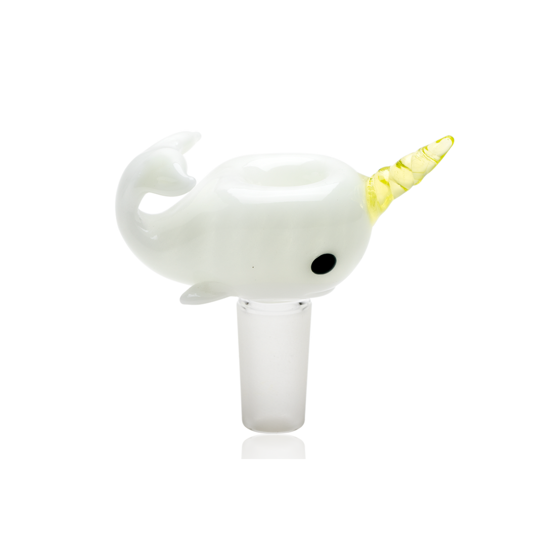 Empire Glassworks radioactive narwhal slide — 14mm handmade themed glass bowl for water pipes