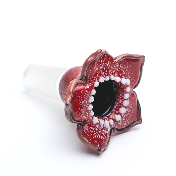 Empire Glassworks Stranger Flower Slide 14mm — sculpted stranger flower themed 14mm bowl slide for bongs and water pipes