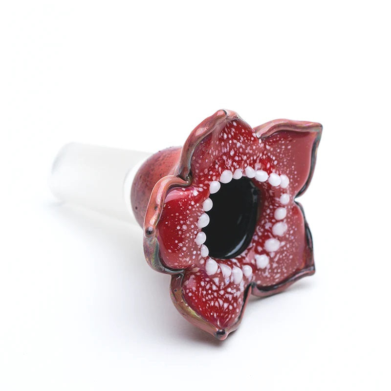 Empire Glassworks Stranger Flower Slide 14mm — sculpted stranger flower themed 14mm bowl slide for bongs and water pipes