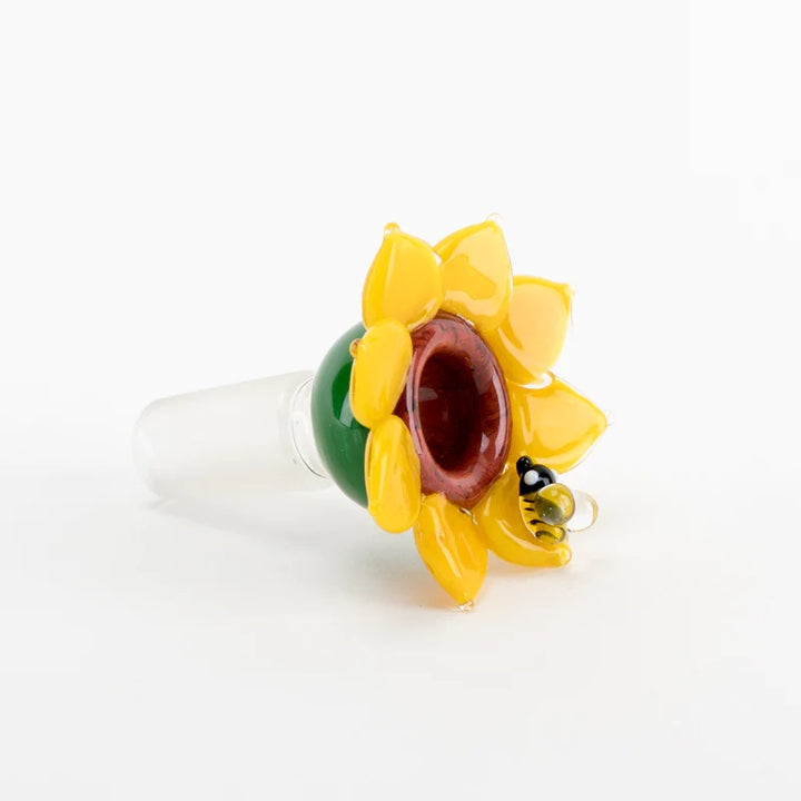 Empire Glassworks Sunflower Slide 14mm — alternate angle showing sculpted sunflower detail