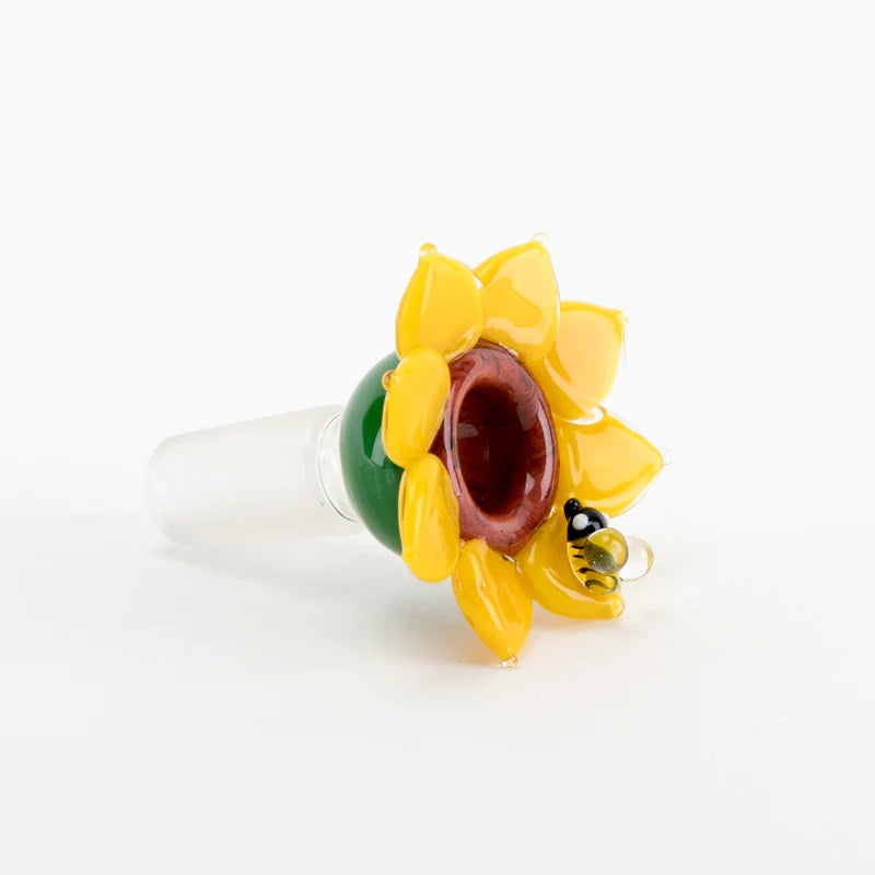 Empire Glassworks Sunflower Slide 14mm — alternate angle showing sculpted sunflower detail