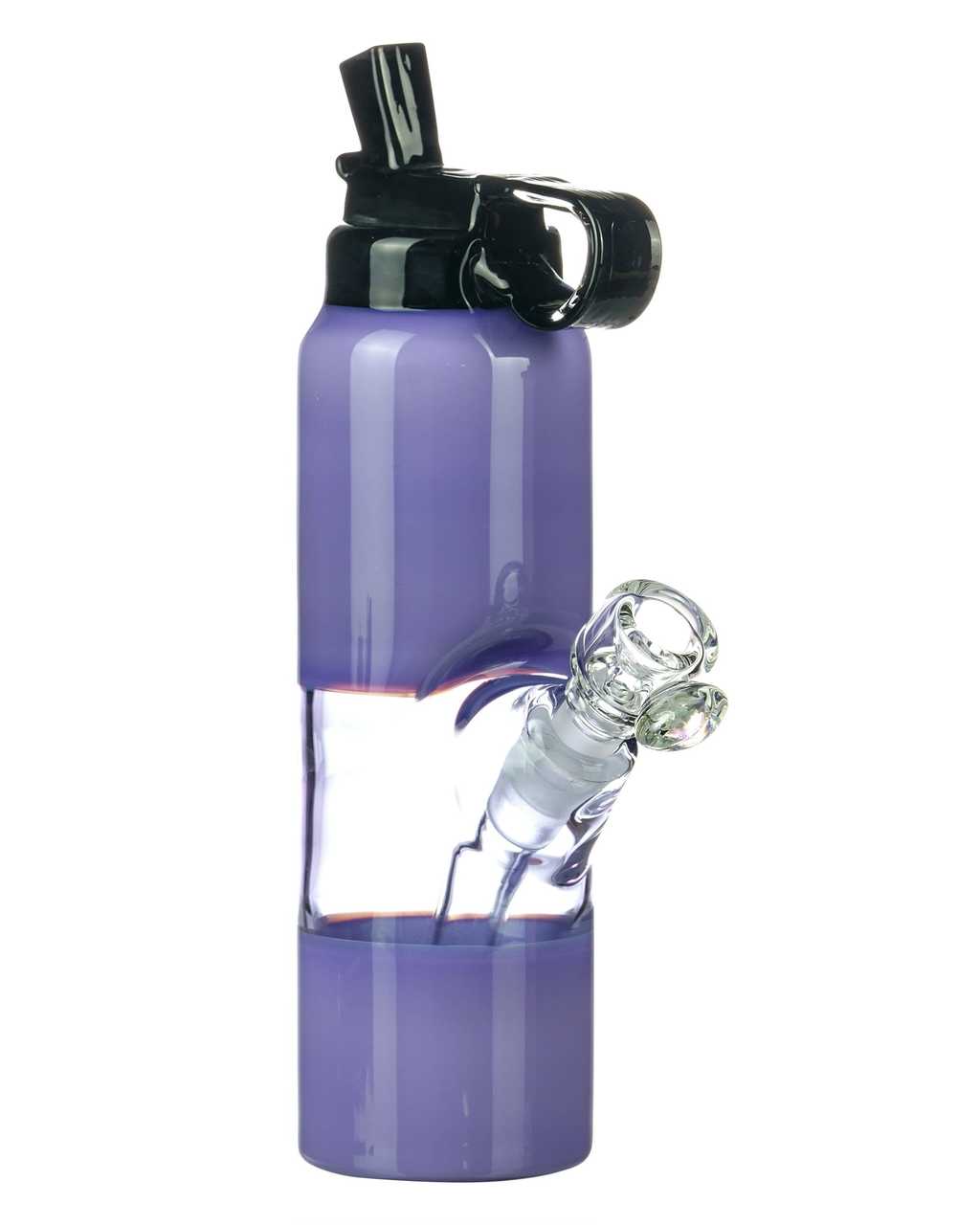 Empire Glassworks Water Bottle Bubbler Purple — themed glass bubbler shaped like a water bottle in purple colorway