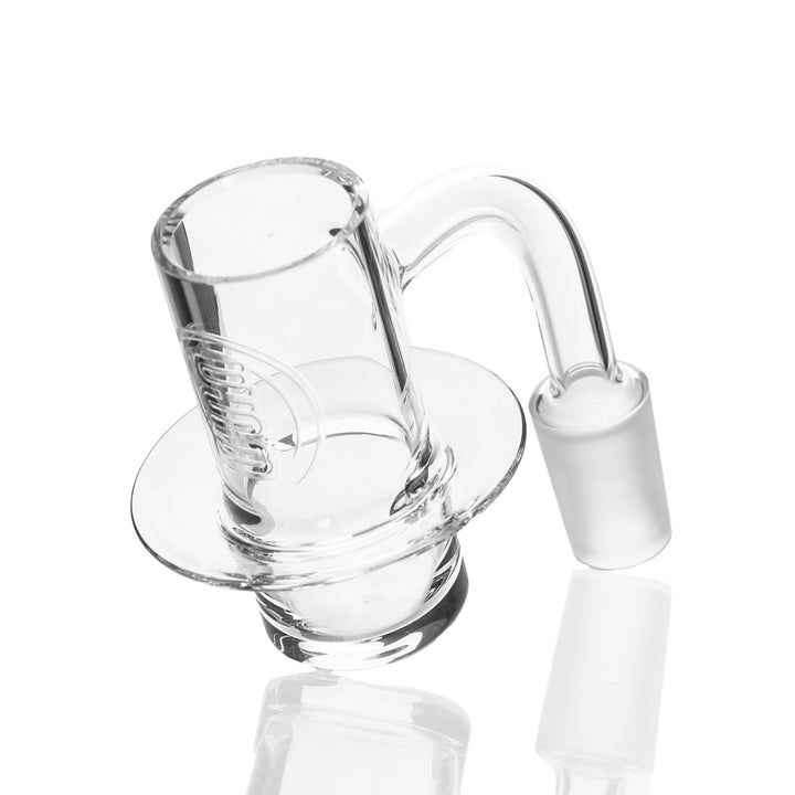 Evan Shore 24mm Halo Banger 14mm Male 90deg — flat top quartz banger with signature halo design, hero shot, USA-made quartz