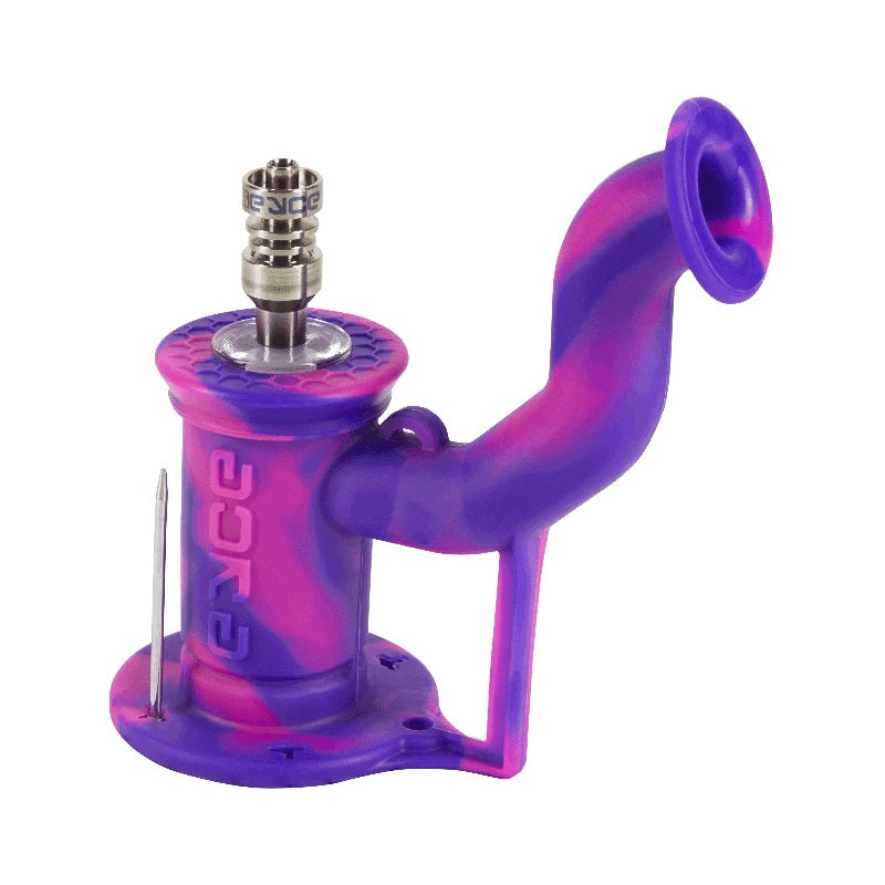 Eyce Silicone Rig II Flower Purple — silicone dab rig with glass top attachment, Flower Purple colorway