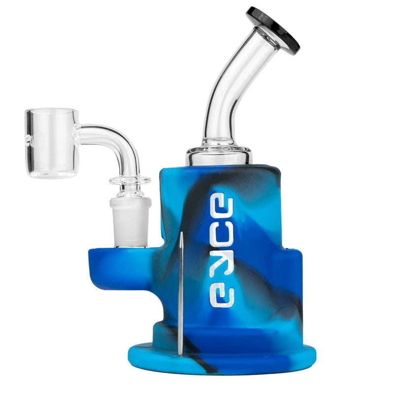 Eyce Spark Rig Winter — silicone smart e-rig with built-in glass top in Winter white and blue colorway