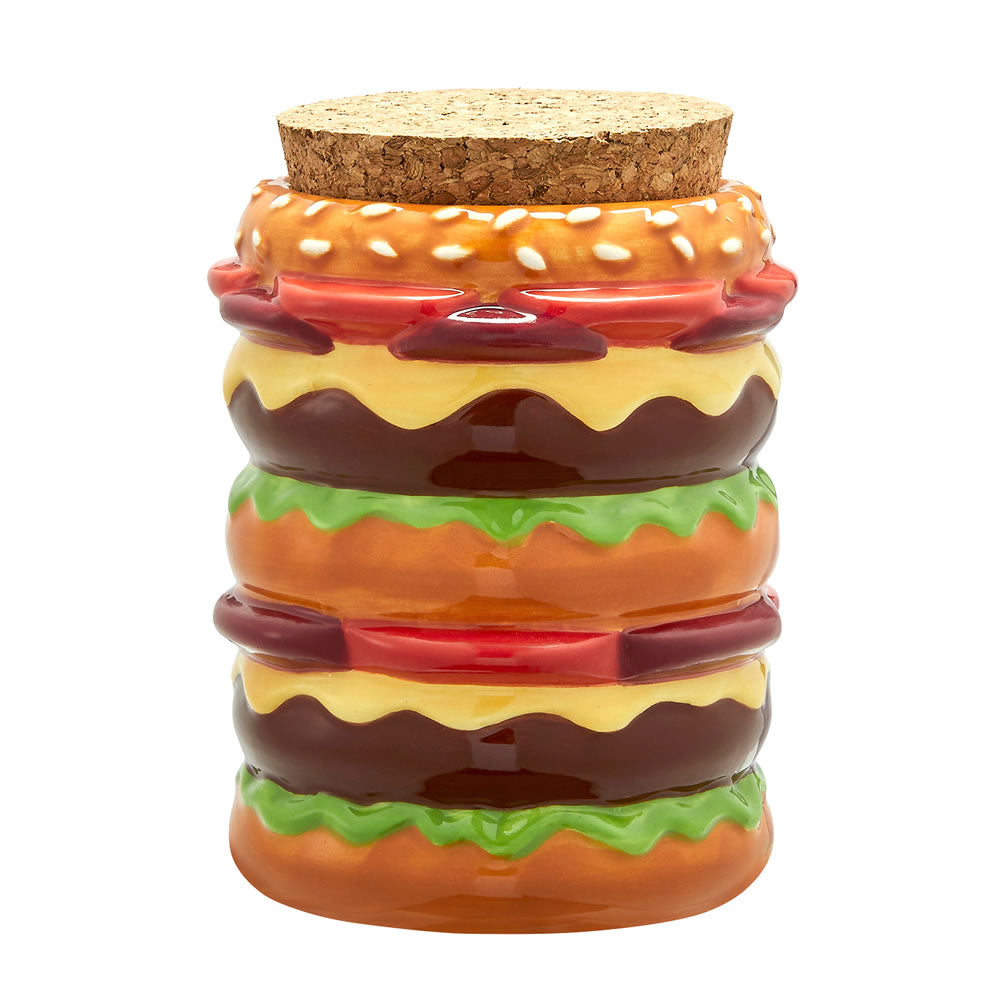 Fashioncraft Cheeseburger Stash Jar — novelty ceramic stash jar sculpted to look like a cheeseburger