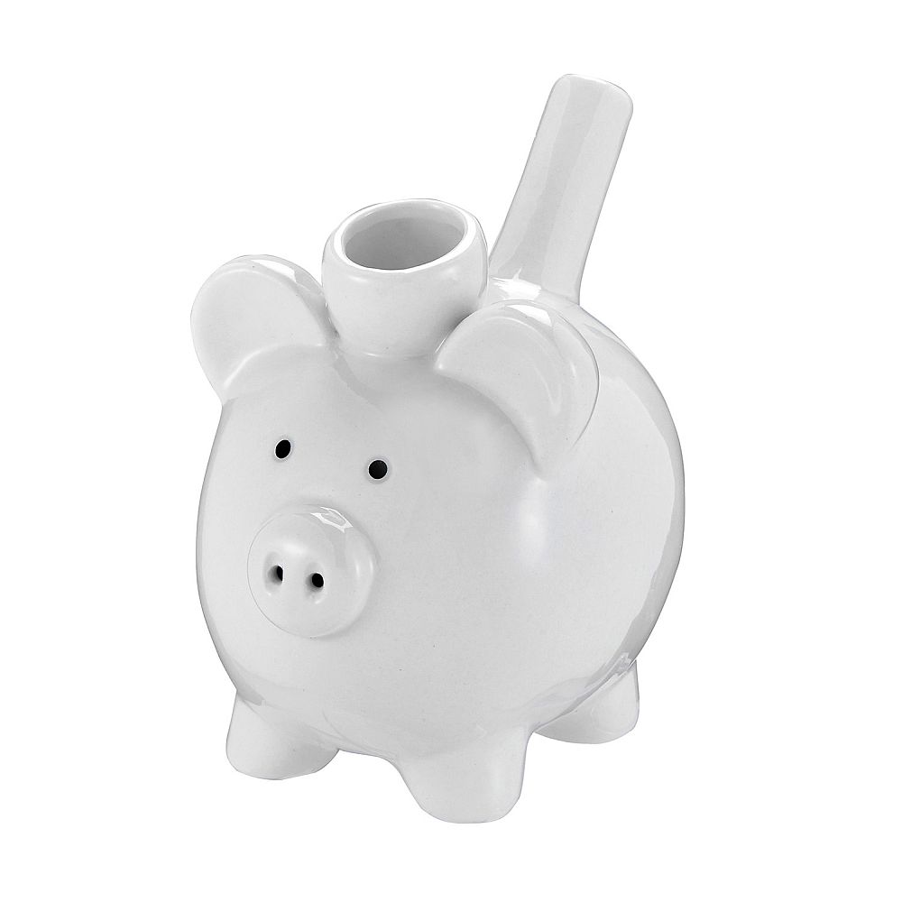 Fashioncraft Piggy Pipe White — novelty dry hand pipe sculpted like a white pig