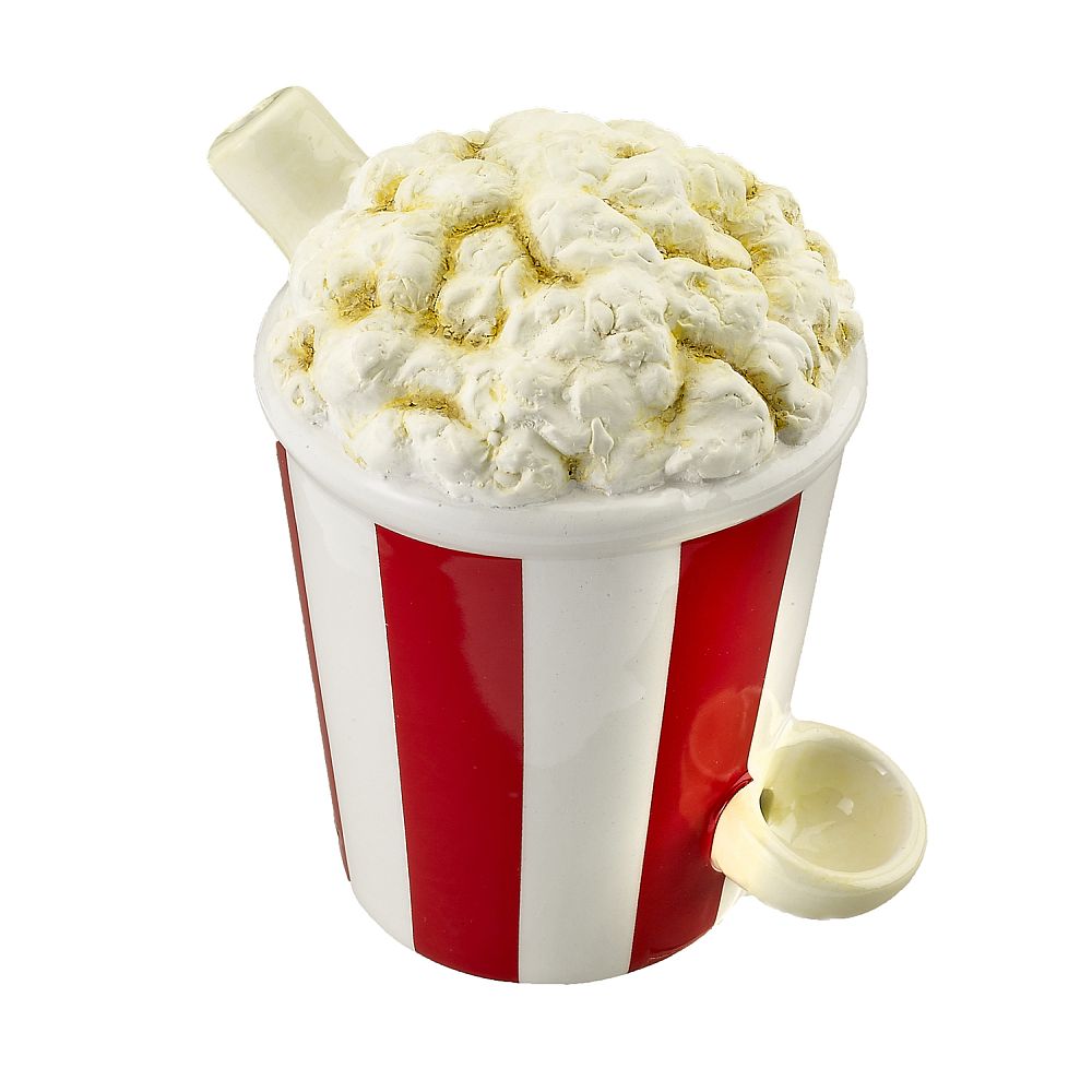Fashioncraft Popcorn Hand Pipe — novelty popcorn-themed glass hand pipe