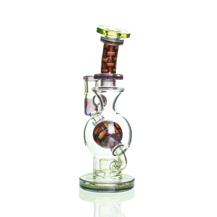 Fat Boy Glass Worked Ball Rig Half Life with Crushed Opal — worked heady ball rig, alternate angle