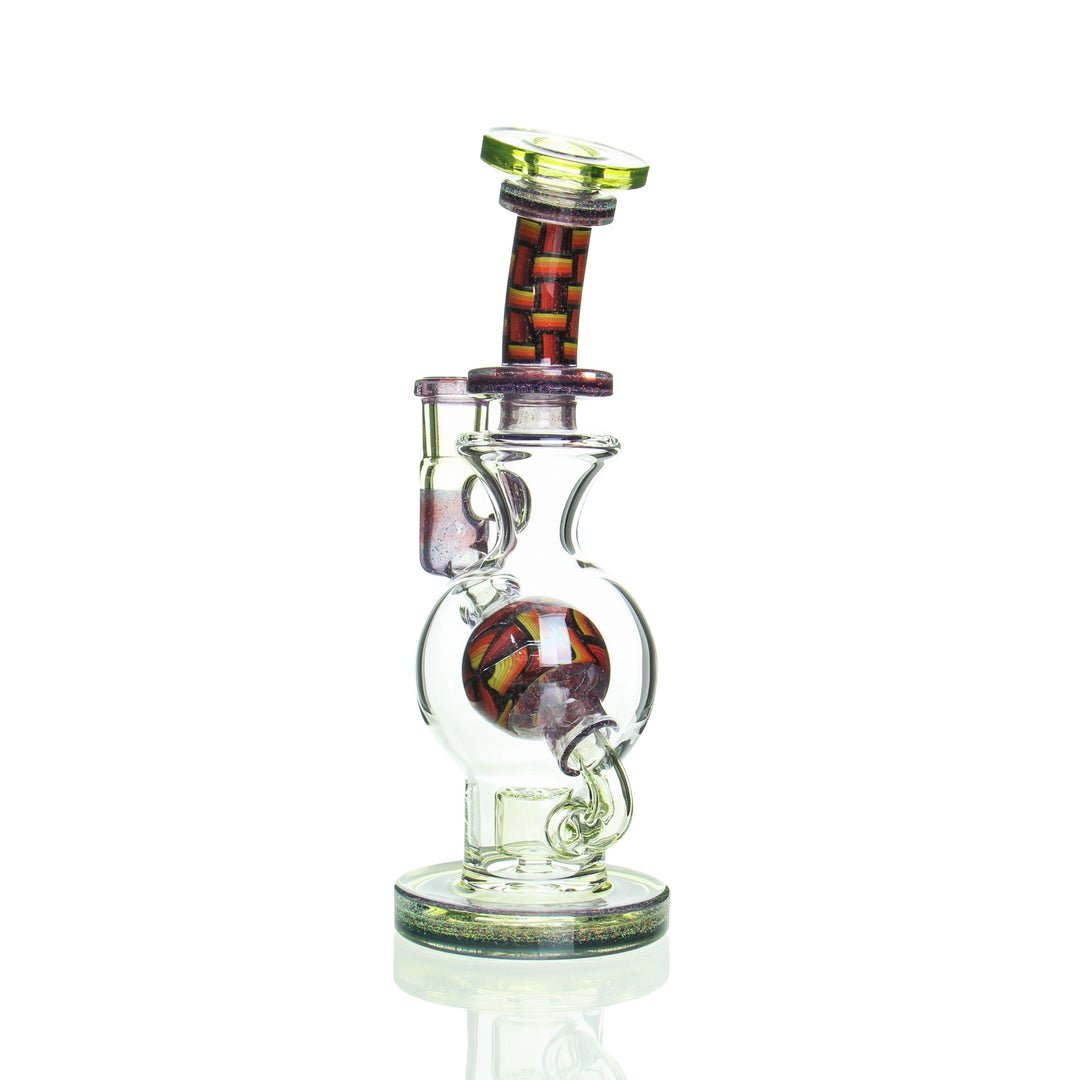 Fat Boy Glass Worked Ball Rig Half Life with Crushed Opal — worked heady ball rig, alternate angle
