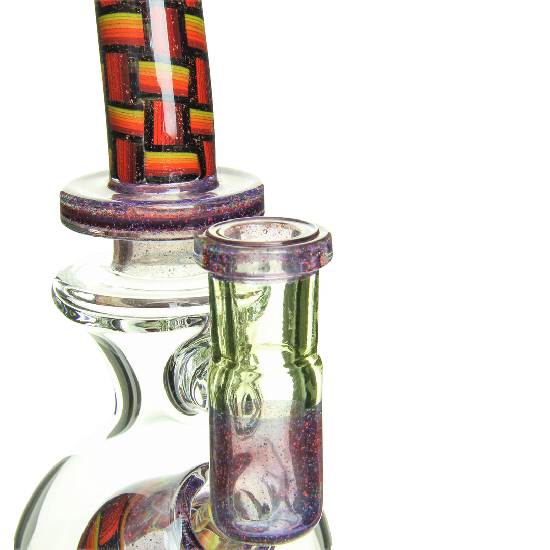 Fat Boy Glass Worked Ball Rig Half Life with Crushed Opal — worked heady ball rig, chamber and perc detail