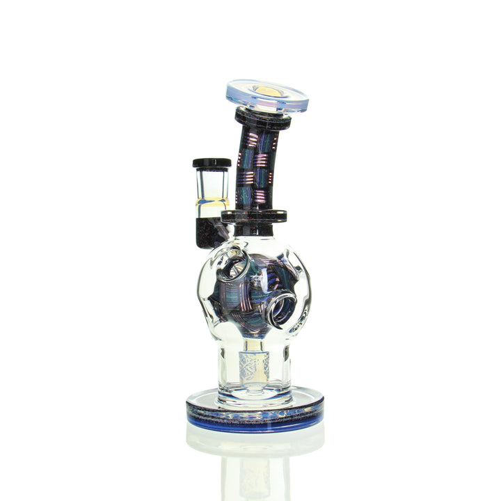Fat Boy Glass Worked Exosphere Lucid with Crushed Opal — worked exosphere ball rig, alternate angle