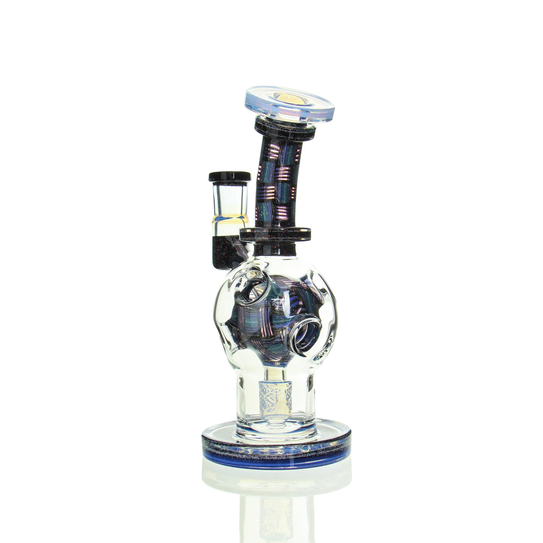 Fat Boy Glass Worked Exosphere Lucid with Crushed Opal — worked exosphere ball rig, alternate angle
