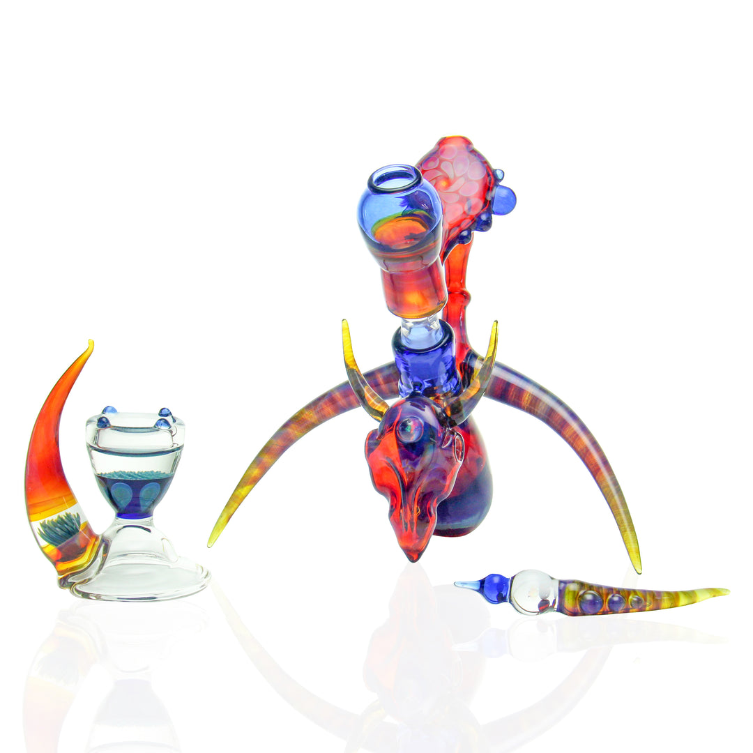 Ginger Ela Amber Purple Rig Set sculptural dab rig set