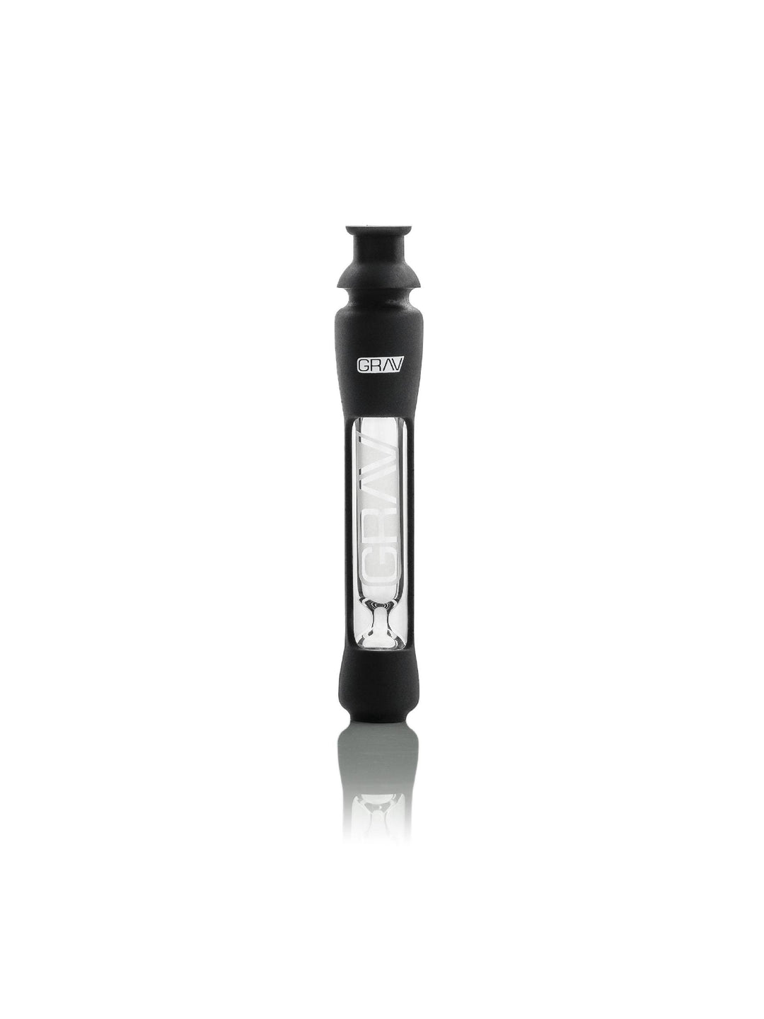 Grav 12mm Taster with Silicone Skin — black glass one-hitter taster with silicone sleeve