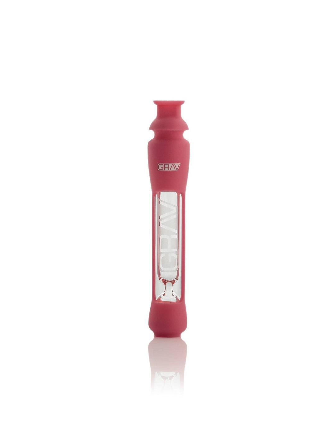 Grav 12mm Taster with Silicone Skin — pink glass one-hitter taster with silicone sleeve