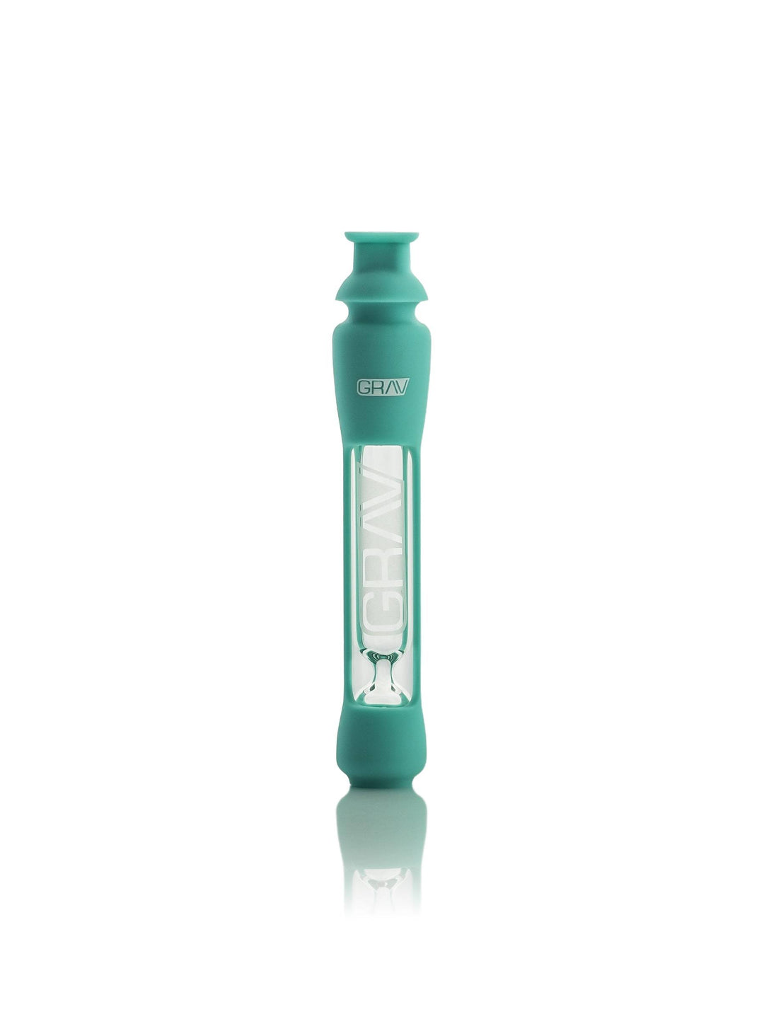 Grav 12mm Taster with Silicone Skin — teal glass one-hitter with protective silicone sleeve