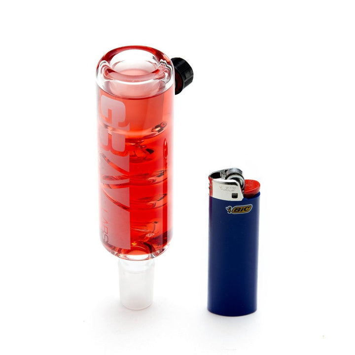 GRAV 14mm Glycerin Chiller Attachment Red — red glycerin chiller from alternate angle