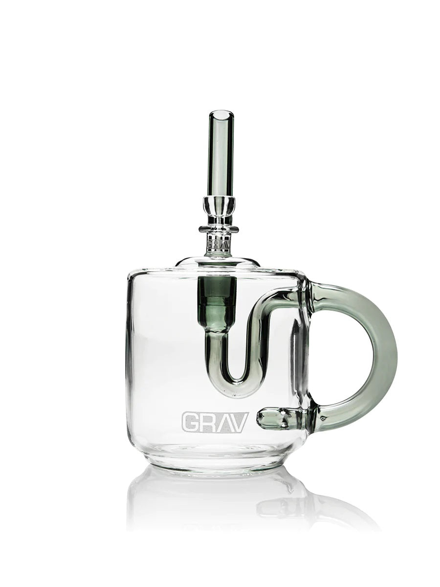 GRAV Coffee Mug Bubbler Smoke — coffee mug shaped glass bubbler, smoke tint