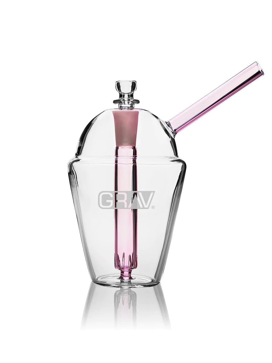 GRAV Slush Cup Pink — glass slush cup water pipe with straw mouthpiece, pink