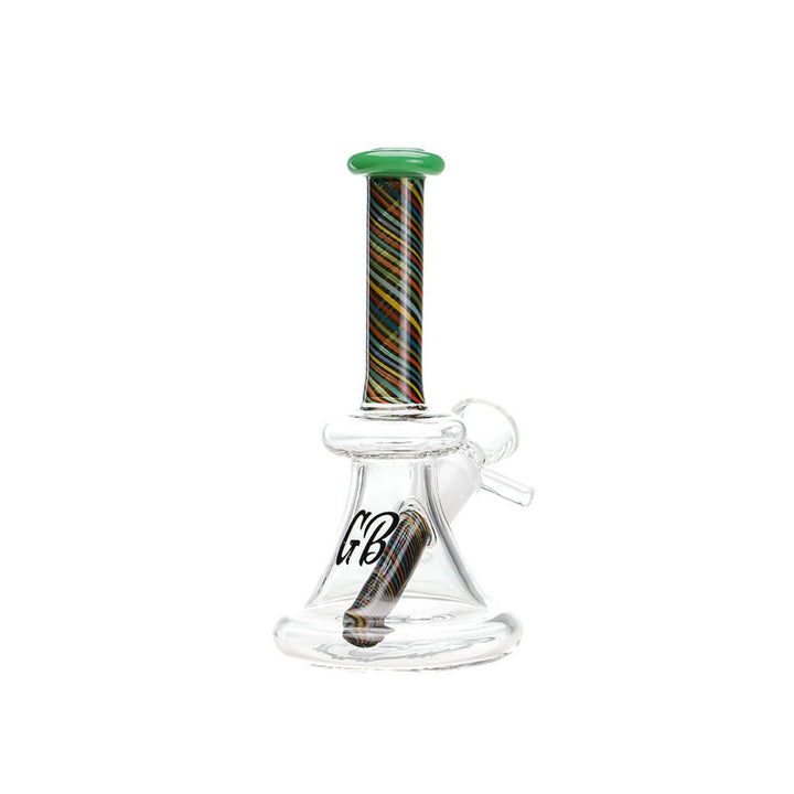 Green Bear Glass Striped Bell Mini Beaker Jade Green — alternate angle of the mini beaker