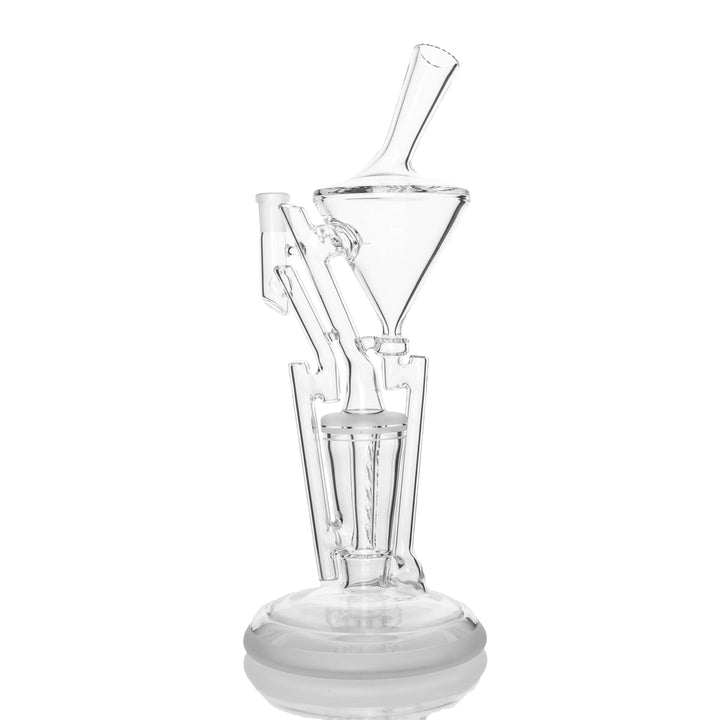Hamm's Waterworks Rattlecan Hurricane Perc Recycler Bong — handblown recycler bong with rattlecan and hurricane perc design
