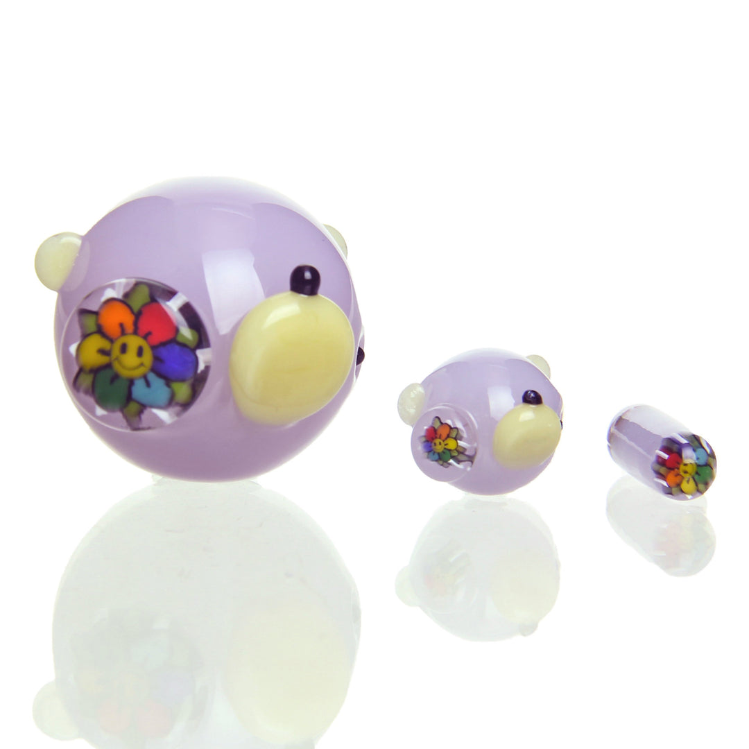Hendy Glass Teddy Slurper Marble Set Cotton Candy — handblown teddy-themed slurper marble set in cotton candy colorway