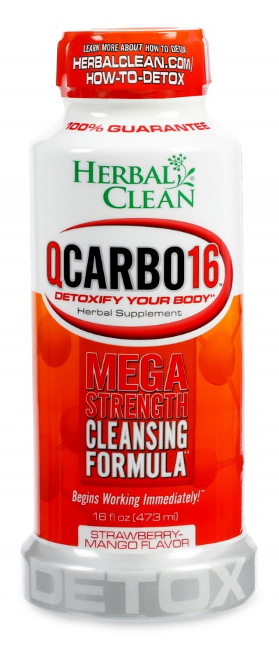 Herbal Clean QCarbo16 — strawberry mango same-day detox drink, 16 oz cleansing beverage