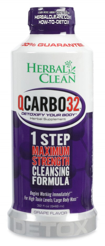 Herbal Clean QCarbo32 — grape flavor detox drink, 32 oz maximum-strength cleansing beverage