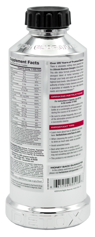 Herbal Clean Ultra Eliminex tropical fruit — 32 oz detox drink bottle, premium formula