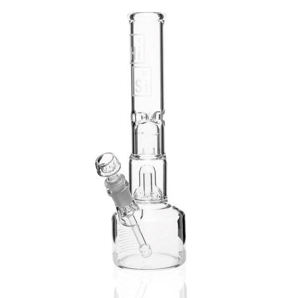 HiSi Glass 12 inch Jr Double Bell Perc 2.0 Beaker 44x4mm bong with 14mm female joint