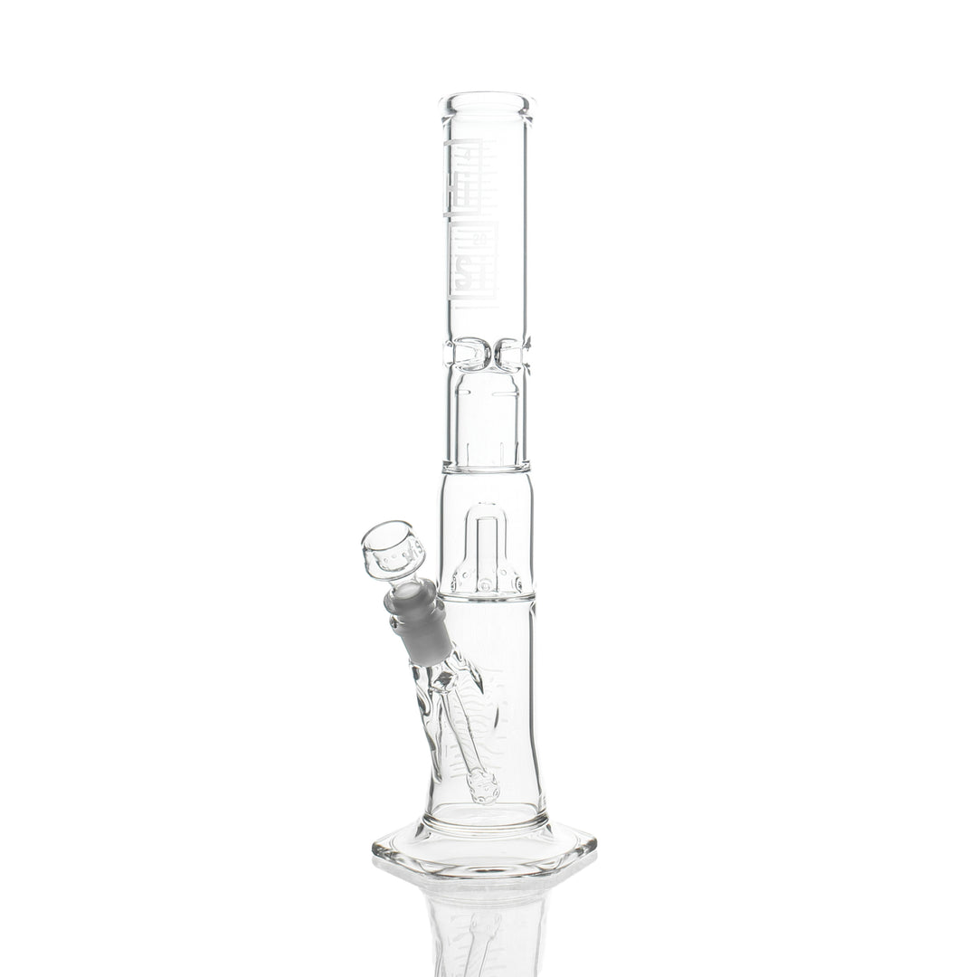 HiSi Glass 14 inch Jr Double Bell Perc 2.0 Straight 44x4mm bong with 14mm female joint