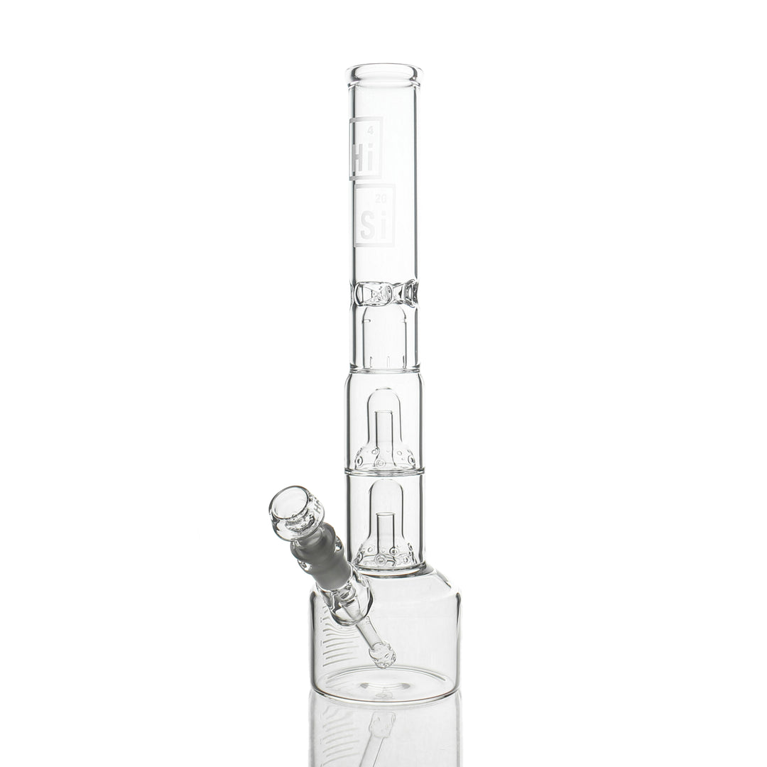 HiSi Glass 14 inch Jr Triple Bell Perc 2.0 Beaker 44x4mm bong with 14mm female joint