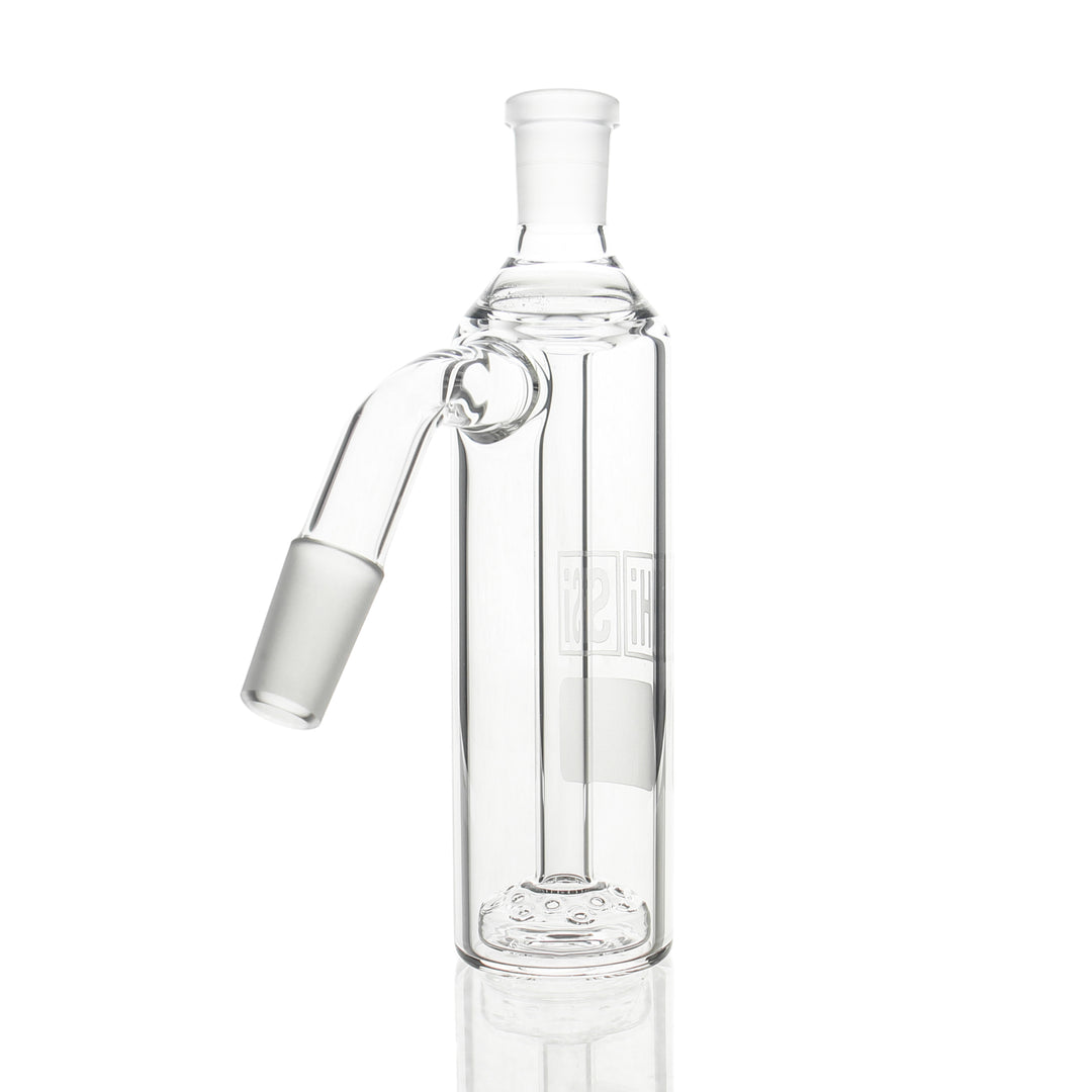 HiSi 14mm 45deg Ashcatcher — glass ashcatcher attachment shown from alternate angle with diffusion percolator