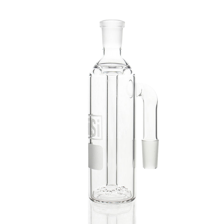 HiSi 14mm 90deg Ashcatcher — borosilicate glass ashcatcher attachment with 90-degree joint angle for water pipes
