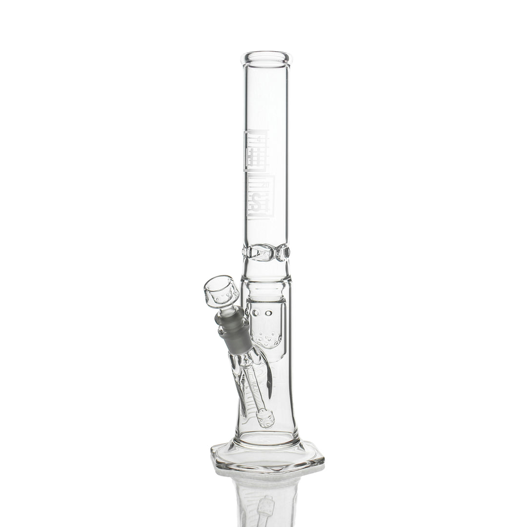 HiSi Glass 16 inch Jr Double U Perc Straight 44x4mm bong with 14mm female joint