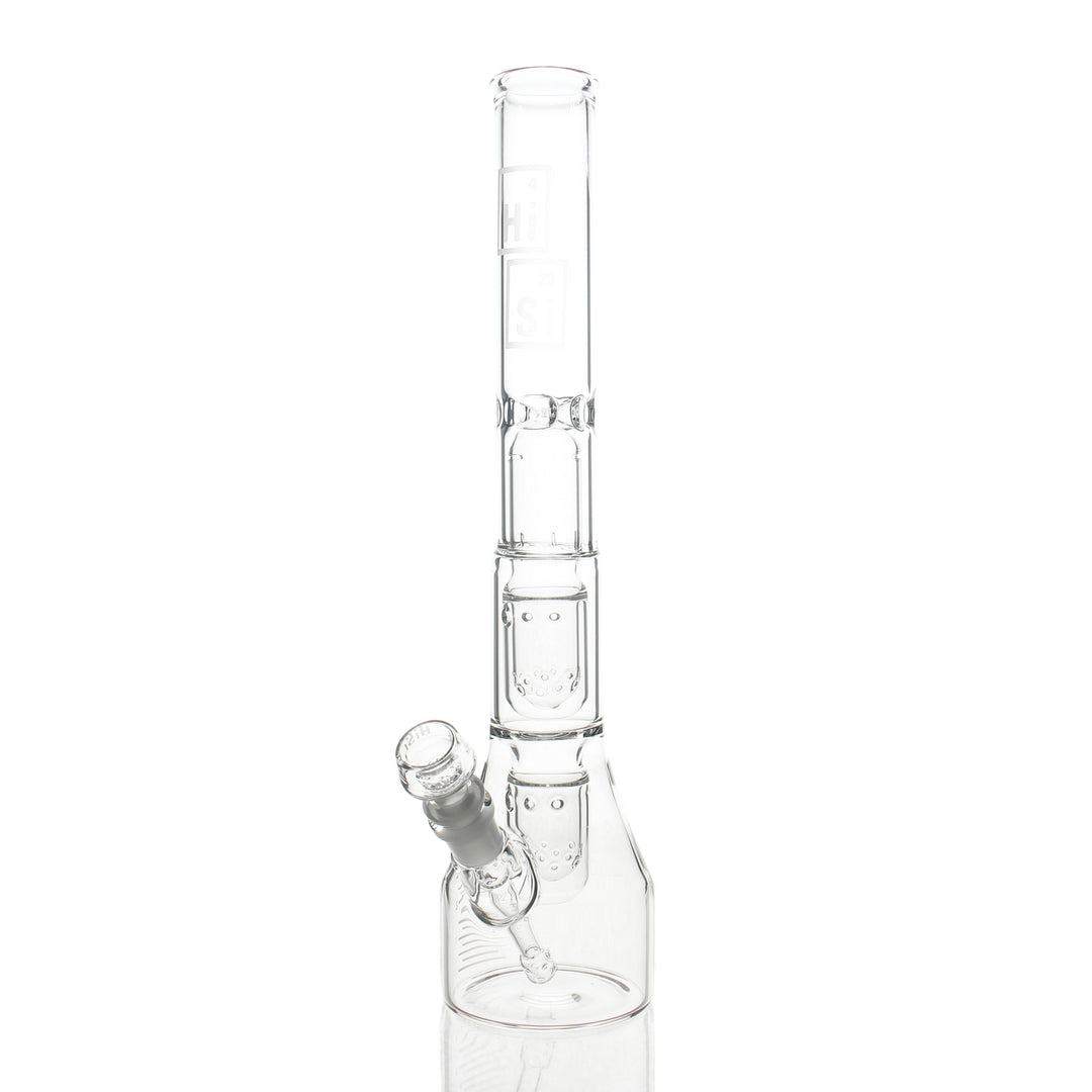 HiSi Glass 16 inch Jr Triple U Perc Beaker 44x4mm bong with 14mm female joint