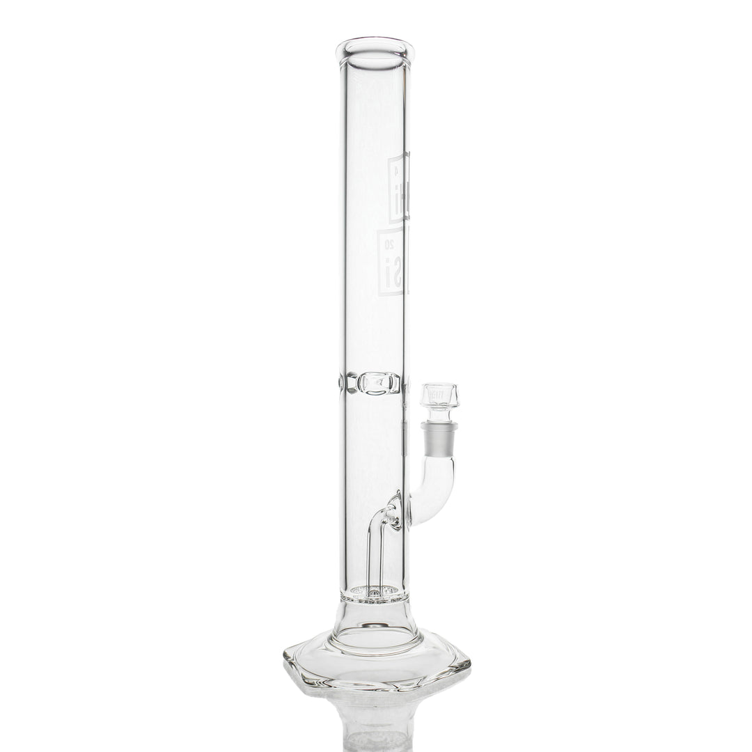 HiSi 16in Geyser Perc Straight Tube — 50x5mm thick glass bong with geyser perc shown from alternate angle