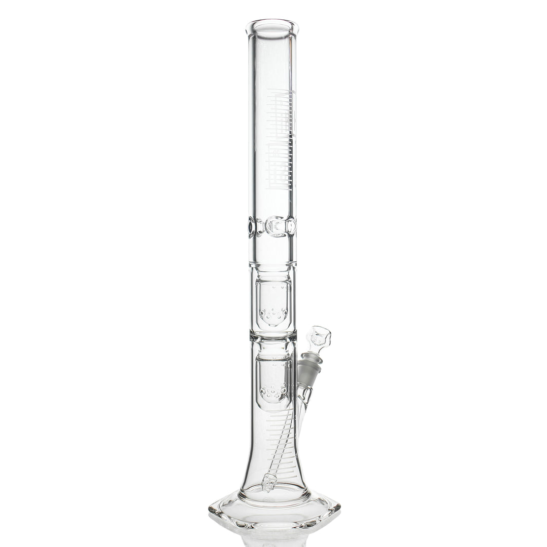 HiSi 21in Triple U Perc Straight Tube — 50x5mm thick glass bong with triple U percs, alternate angle