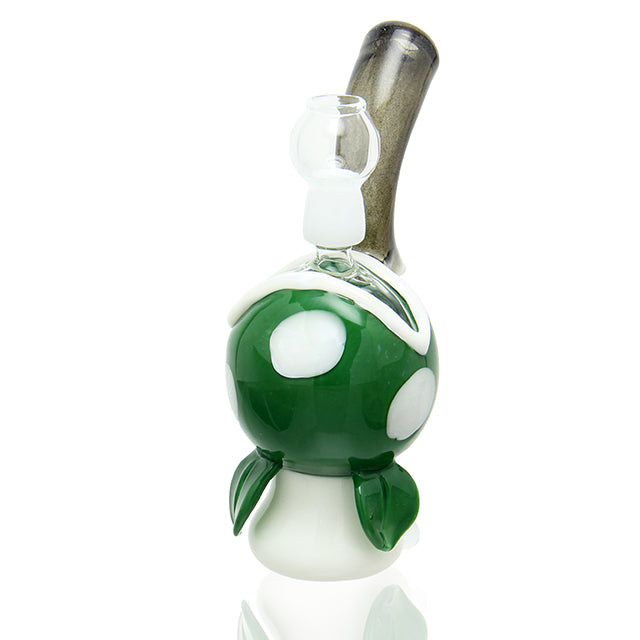 Hoobs Glass Piranha Plant Bubbler Green Nintendo-themed sculptural dab rig with 14mm male joint