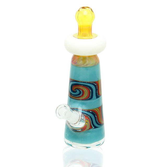Hops Glass Baby Bottle Blue sculptural mini dab rig with 10mm male joint
