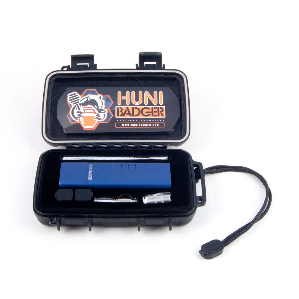 Huni Badger Vertical Vaporizer Royal Blue — Royal Blue Huni Badger in retail packaging