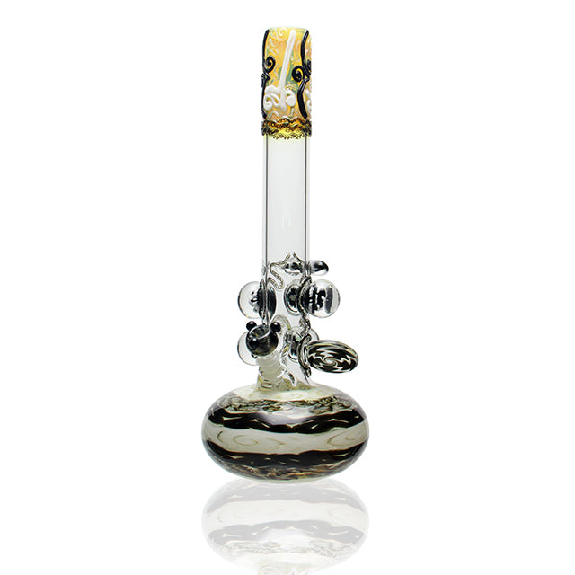 HVY Glass 18 inch Bubble Beaker 7 Marbles Fumed accent bong with 14mm female joint