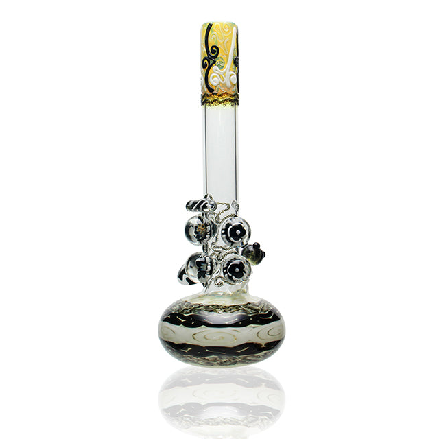HVY Glass 18 inch Bubble Beaker 7 Marbles Fumed side view