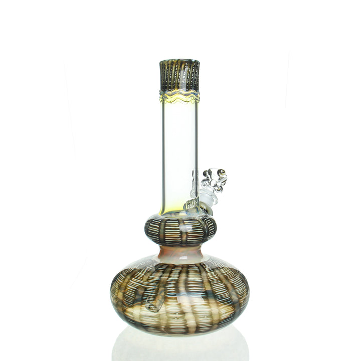 HVY Glass 10in Double Bubble Rake Beaker Brown — brown double bubble rake beaker shown from alternate angle