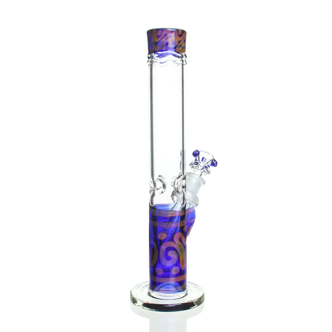 HVY Glass 11in 38mm Coiled Color Mini Straight Tube Blue and Copper — blue and copper coiled color mini straight tube from alternate angle